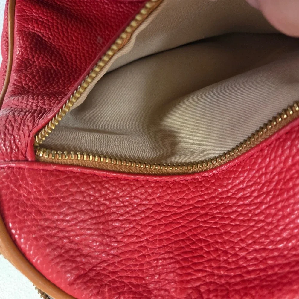 Valentina Red Pebbled Italian Leather Sling Backpack Convertible Small Bag - Picture 7 of 10